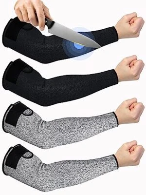 2 Pairs Cut Resistant Sleeves Protective Arm Protectors with Gray,black
