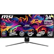 MSI MPG 341CQPX QD-OLED 34 Inch UWQHD Curved Gaming Monitor - 3440 x 1440(21:9) QD-OLED Panel, 240Hz / 0.03ms, 99.3% DCI-P3, ΔE≤2, DisplayHDR True Black 400, DP 1.4a, HDMITM, USB Type C(PD:98W)
