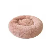 Warm Soft Plush Round Comfy Nest Pets Calming Sleeping Kennel Cave - Pink