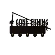 Key Hangers for Wall,Gone Fishing Key Hooks for Wall,Black Wooden Key Holder ...