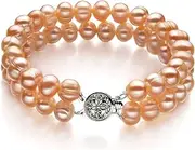 [PearlsOnly] Evelina Pink 6-7mm Double Strand A Quality Freshwater Cultured Pearl Bracelet