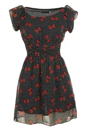 Bow And Spot Cuff Sleeve Dress--MAN-DR7008