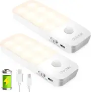 <2 Pack>Motion Sensor Light Indoor,Mini Rechargeable Night Light,Dusk to Down