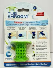TubShroom® (Green) Revolutionary Hair Strainer Snare Trap Catcher for Shower Tub