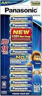 Panasonic Evolta AA Premium Alkaline Batteries, 18-Pack (LR6EG/18B)