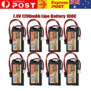 7.4V 1200mAh 100C Rechargeable Li-poly Battery SM Plug for RC Drone Car Boat NEW