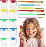 16-Piece Multifunctional Art Painting Wash Cups Set - Leak-Proof Palette Cups for Acrylic & Watercolor. Portable Paintbrush Cleaning Containers with Anti-Spill Design, Ideal for Artists on The Go