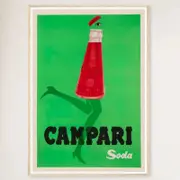 Galrie Vintage Campari Poster - Iconic Red Bottle with Green Legs for Retro Home Decor, Wood Frame, A4 21 x 30cm (8 x 12inch)