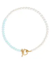 kate spade new york Ropes & Knots Blue Bead & Cultured Freshwater Pearl Collar Necklace, 18