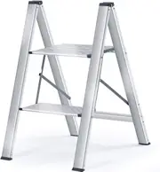 2 Step Aluminium Folding Step Stool Portable Ladder Multi-Function