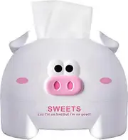 Pig tissue box (white), tissue storage box, tissue holder box, plastic tissue box, napkin dispenser, tissue holder, cute tissue box