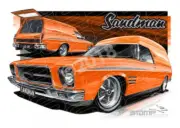 HOLDEN SANDMAN HQ PANEL VAN SAFRON A3 FRAMED PRINT (HC405)