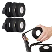 6 Rolls of Car Automotive Wiring Harness Fluff Tape for Noise Reduction High Temperature Resistance