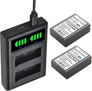 2 Packs BLN1 BLN-1 Batteries Dual Charger with Type C Port for Olympus BLN 1 BLN1 BCN1 BCN 1 E M5 E P5 OM D E M1 EM5 OMD EP5 Digital Camera