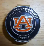 AUBURN UNIVERSITY TIGERS 1" Golf Ball Marker 2 Sided & Hat clip NCAA