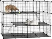 Pet Scene DIY 3 Tiers Cat Cage Enclosure,Detachable Pet Crate Rabbit Hutch Cat Kennel Bunny Ferret Home Playpen, Metal Wire Material, Size-140x70x105CM