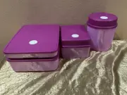 New UNIQUE Tupperware Set 4 Freezer Dateline Set Modular Mates in 2 Tone Color