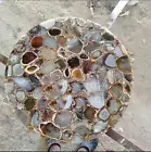 24"x24" Natural Agate Geode Coffee Table Top, Agate Stone Center Table Top Decor