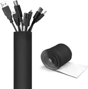 Cable Management Sleeve , Cuttable Neoprene Cord Management Organizer System, Flexible Cable Wrap Cover Wire Hider for Desk TV Computer Office Home Theater Reversible Black/White, Small(130" x 4.3")