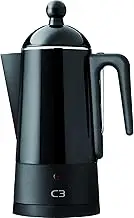 C3 30-30254 Design Percolator Eco 2-6 Cups Varnished Stainless Steel Black