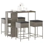 Garden Bar Set with Cushions Table and Chairs Dining Set Poly Rattan vidaXL