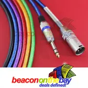 2M 6.5mm TRS 1/4" Stereo Jack to Male 3 Pin XLR Cable Australian Made 6 colours
