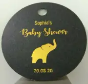 20x White Gift Tags Gold Pink Blue Foil Elephant Party Baby Shower Favor Box Bag