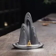 Zen Meditation Backflow Incense Burner Purple Clay Incense Holder Home Decor