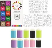 Sponge Finger Painting Kit - Daubers Kit Finger Sponge Painting Set with Stencils | 20 Colors Washable Painting Kit Craft Drawing Tool for Journaling