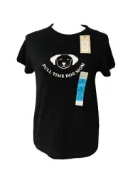 Full time dog mom Black Cotton t-shirt, Size Small(6-8), Gift For A Dog Mom