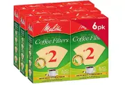 Melitta #2 Cone Coffee Filters, Natural Brown, 600 Count (6 pks of 100)