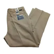 Dockers Washed Chino Pants Men's 42x30 Beige Pleated Relaxed Fit No Wrinkles NWT