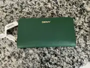 NWT DKNY Bryant Park Dark Green Saffiano Leather Zippered Wallet