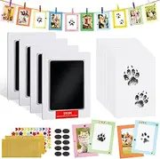 4 Pack Inkless Paw Print Kit, Clean Touch Ink Pads for Dog Cat Paw Nose Prints with Keepsake Frames - Mess-Free Pet & Baby Footprint Kit, for Pet Lover Newborn Parents, Multicolor