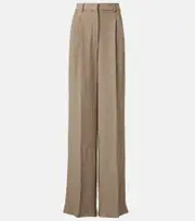 [Loro Piana] Loro Piana Nyack chevron linen crêpe wide-leg pants AU 16 brown