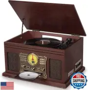 10 in 1 Bluetooth Record Player, 3-Speed Turntable for Vinyl with Speakers, L