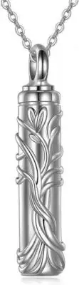 Urn Necklace Sterling Silver Bar Tree of Life Cremation Jewelry for Ashes Memory