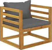 Garden Chair with Dark Grey Cushions Solid Acacia Wood