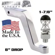 Alumistinger 8" Drop Aluminum Receiver Draw Bar Ball Mount 1-7/8" Hard Tow Ball