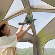 Tent Ceiling Fan With Remote Control LED Light Rechargeable Powerful Wind A