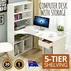 Forward Desk Workstation Bookshelf Computer Combo Desks Home Office Furniture