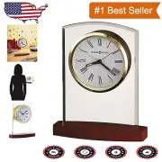 Elevate Your Space: Marcus Quartz Table Clock with Wooden Base & Roman Numerals