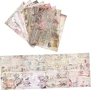 JEWEDECO 16pcs Vintage Scrapbook Background Papers for Journaling Retro Decorative Crafting Large English Sticker Unique Patterns for Creative Projects