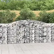 Arched Gabion Baskets 6 pcs 400x50x100/120 cm Galvanised Iron,Pots & Planters-3147000