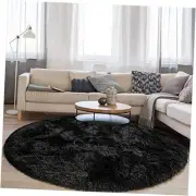 Black Round Rug for Bedroom, Super Fluffy Circle Rugs for Baby Nursery, 5'X5'