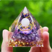 Crystals Stone Orgone Pyramid Energy Generator Natural Amethyst Peridot J
