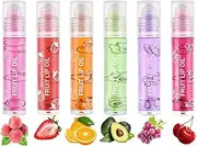 Joyeee Hydrating Lip Oil Set, 6 Pcs Fruit-Flavored Lip Gloss Set, Roll-on Lip Oil for Women Teenage Girls, Transparent Moisturizing No-Sticky Lip Gloss Lip Care