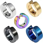 [CATIEBYE] Fashionable Man's Ear Clip Earrings 5pcs Flat Back Design No Hole Ear Cuff Jewelry Modern Earring Set