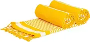 Nicola Spring Deluxe Cotton Turkish Bath Towels - Yellow - 162 x 90cm - Pack of 2 - Lightweight Absorbent Large Adults Kids Drying Sheet Pool Towel for Beach, Bathroom, Gym, Shower, Sauna