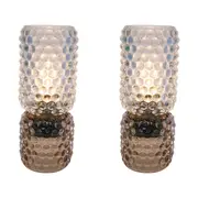 2x LVD Led Glass Home/Room Bedside Lamp Light Tabletop Decor 21cm Amber/Blue